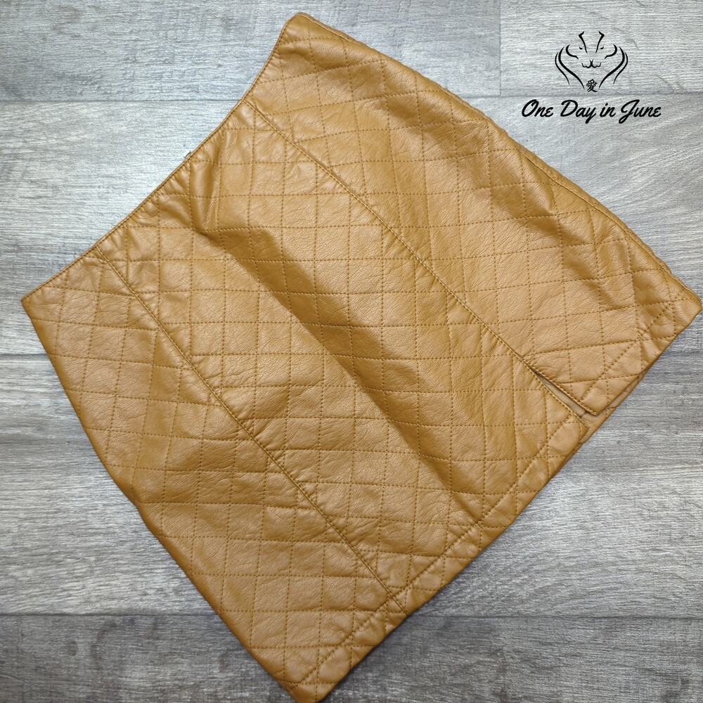 Forever 21 Quilted Faux Leather Mini Skirt Camel Tan Brown Size S